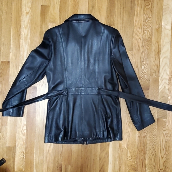 NINE WEST LEATHER THREE QUATER LENGTH LEATHEJACKET - Picture 7 of 7